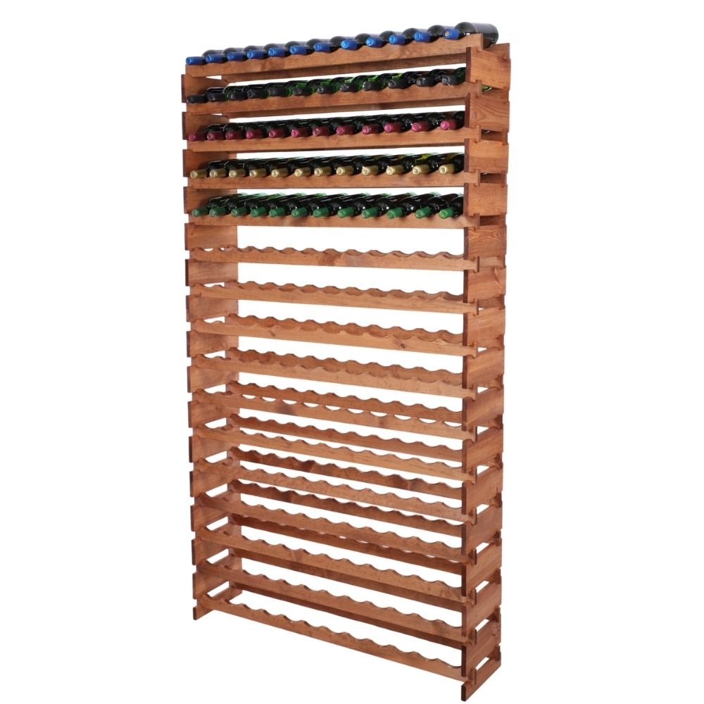Proregal Weinregal VINOTECA FLEX PRO | HxBxT 219x123x28cm | 192 Flaschen auf 16 Ebenen | Massives Kiefernholz | Braun geölt Image