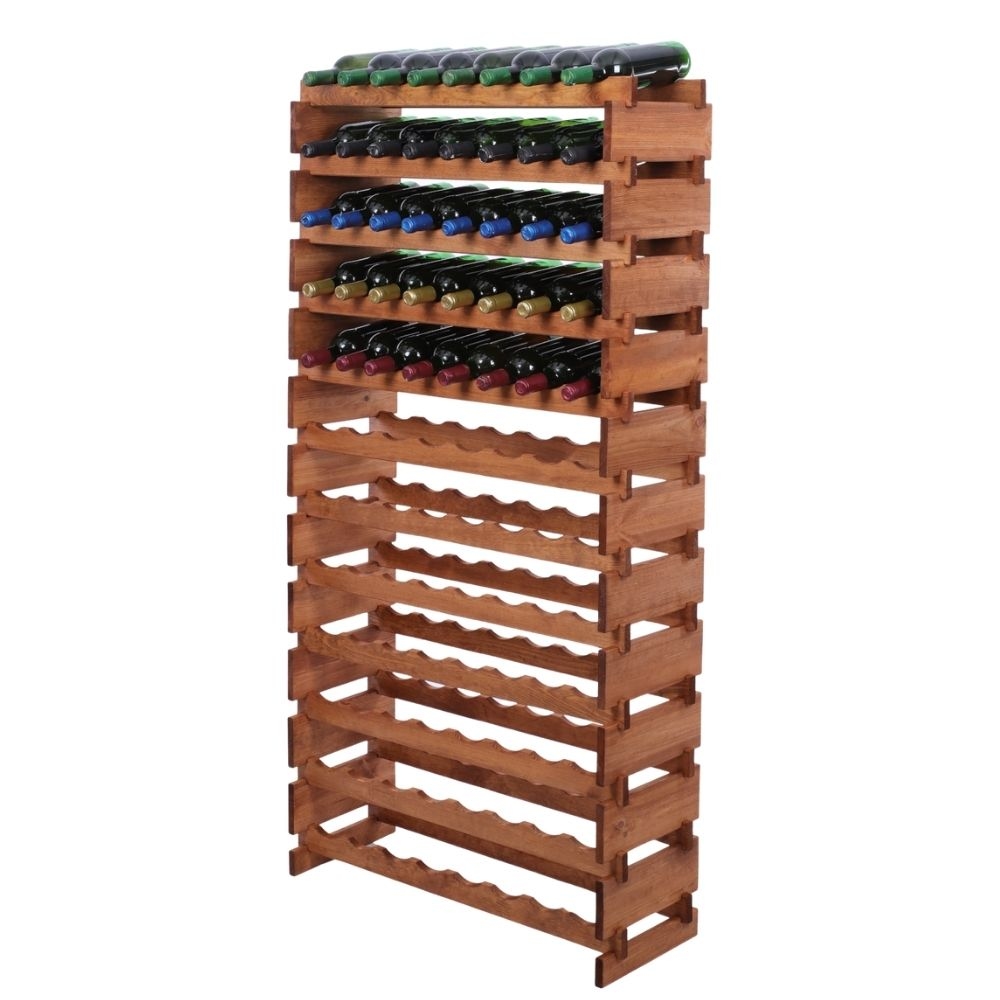 Proregal Weinregal VINOTECA FLEX PRO | HxBxT 163x84x28cm | 96 Flaschen auf 12 Ebenen | Massives Kiefernholz | Braun geölt Image