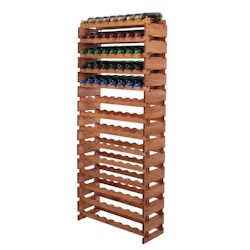 Proregal Weinregal VINOTECA FLEX PRO | HxBxT 191x84x28cm | 112 Flaschen auf 14 Ebenen | Massives Kiefernholz | Braun geölt Image