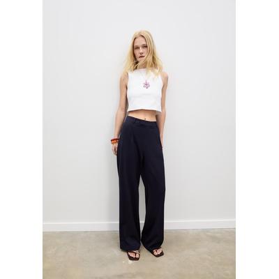 Stradivarius Wide-leg formal wear trousers Navy blue 8