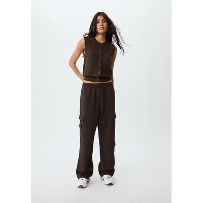 Stradivarius Buttoned knit vest Brown M