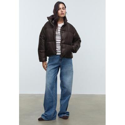 Stradivarius Satin-effect puffer jacket Brown XS