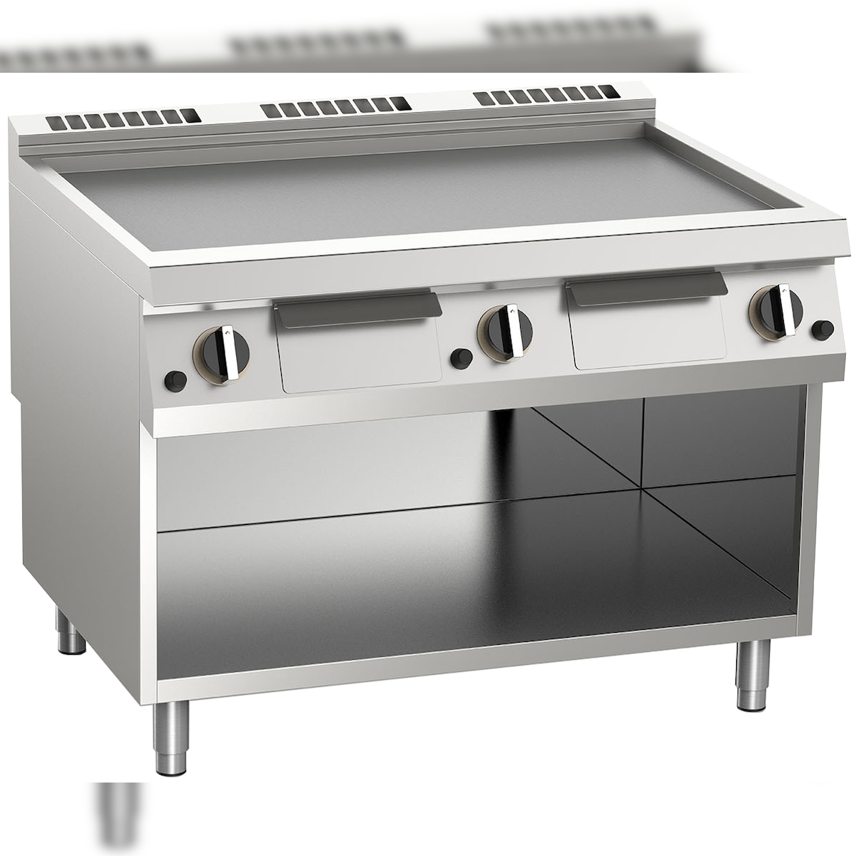 KBS Gastrotechnik KBS Elektro-Grillplatte glatt aus Edelstahl 22,5KW mit 3 Heizzonen offener Unterbau, Grillfläche 1145x700mm glatt, 400 V Image