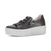 Plateausneaker GABOR, Damen, Gr. 38, grau (anthrazit), Kalbsleder, metallic, sportlich, Schuhe, Freizeitschuh, Halbschuh, Schnürschuh mit Best Fitting-Ausstattung