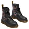 Schnürboots DR. MARTENS "1460 Vonda 8 Eye Boot", Damen, Gr. 37, schwarz, Leder, bestickt, geblümt, casual, Schuhe, Stiefel, Boots mit Blütenstickerei