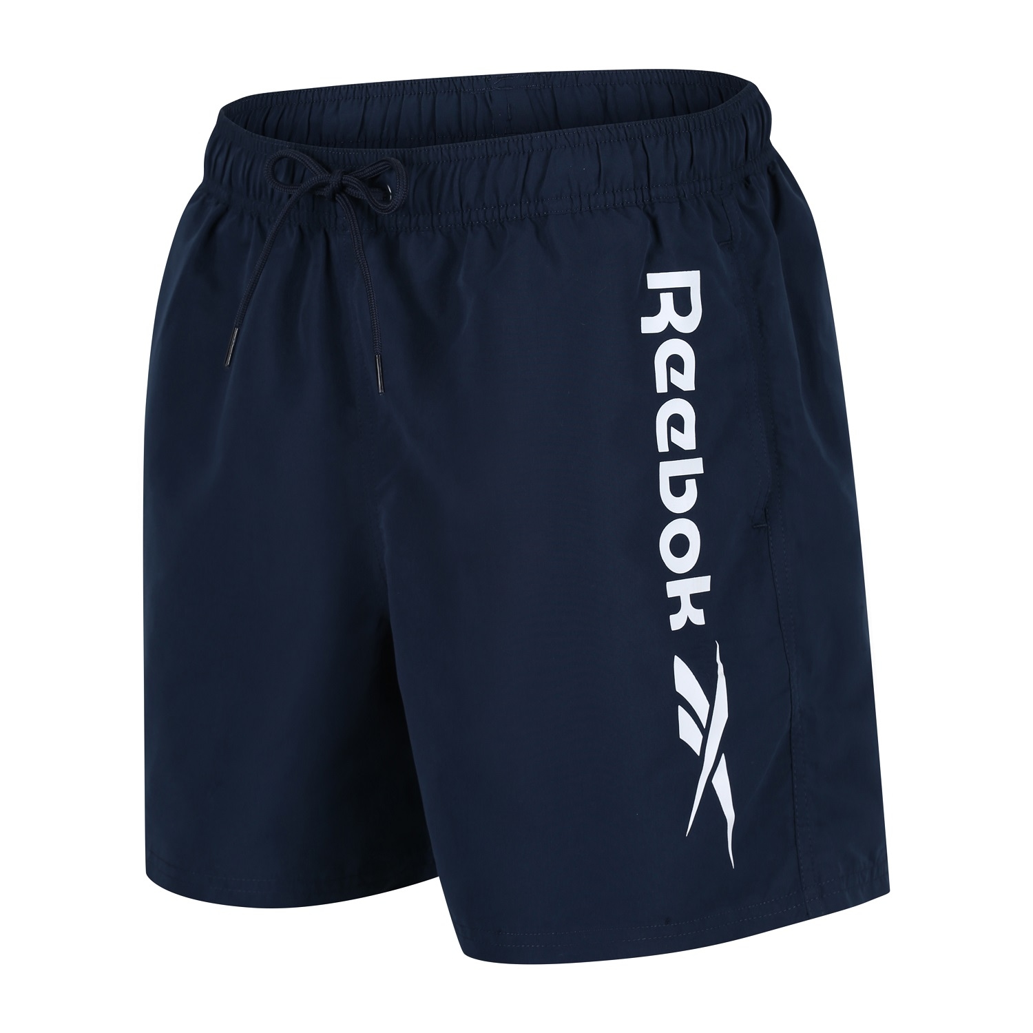 Badeshorts REEBOK "Yestin", Herren, Gr. M (5), N-Gr, blau (vector navy), Microfaser, Obermaterial: 100% Polyester, bedruckt, unifarben, Badehosen, mit elastischem Bund und Kordelzug Image