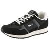 Sneaker TOMMY JEANS "TJM RUNNER CASUAL", Herren, Gr. 41, schwarz, Textil, Lederimitat, sportlich, Schuhe, Freizeitschuh, Halbschuh, Schnürschuh mit seitlicher Logoflagge