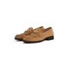 Loafer TOMMY HILFIGER "TH CHAIN FRINGE SUEDE LOAFER", Damen, Gr. 38, braun (camelfarben), Veloursleder, klassisch, Schuhe, Blockabsatz, Slipper, Businessschuh mit goldfarbener Logo-Zierkette