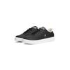 Plateausneaker TOMMY HILFIGER "ESSENTIAL ELEVATED COURT SNEAKER", Damen, Gr. 41, schwarz-weiß (schwarz, weiß), Leder, sportlich, Schuhe, Freizeitschuh, Halbschuh, Schnürer mit Ziernähten und Kontrastbesatz