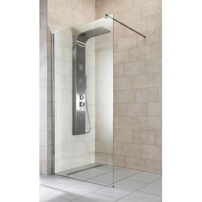 Walk-in-Dusche WELLTIME "Tropea light", grau (chromfarben), B:100cm H:190cm, Duschwände, Inklusive verstellbarem Wandarm Image