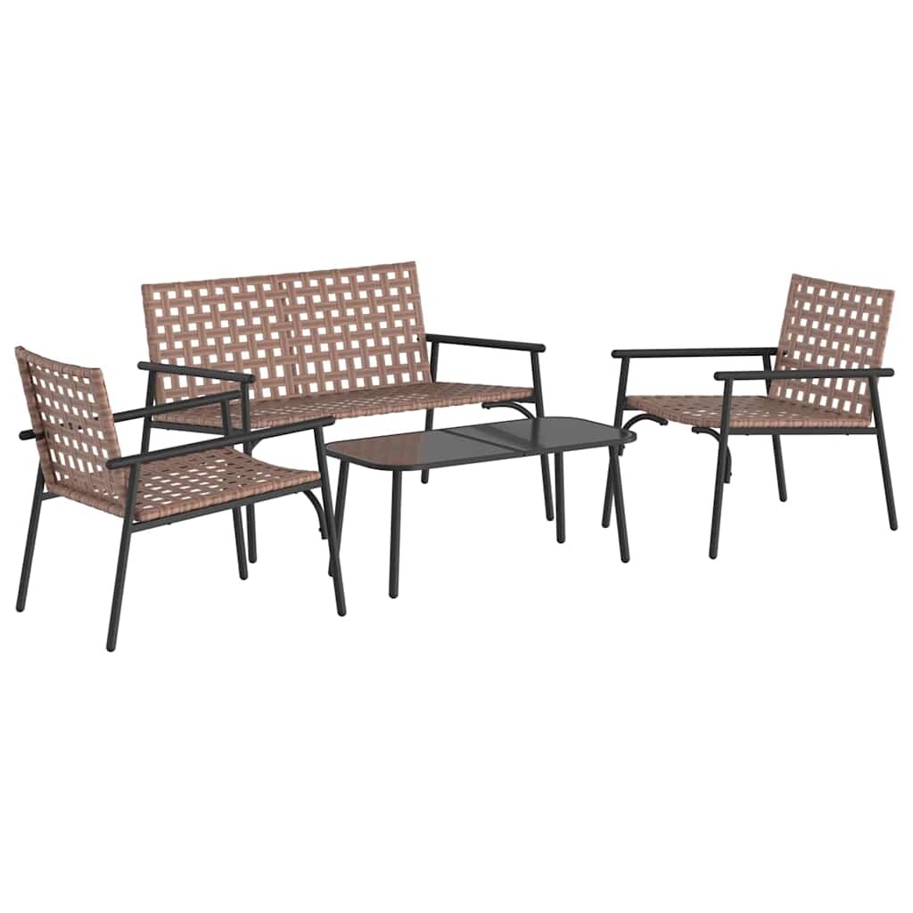vidaXL Garten Essgruppe 4 pcs Braun Poly-Rattan Image