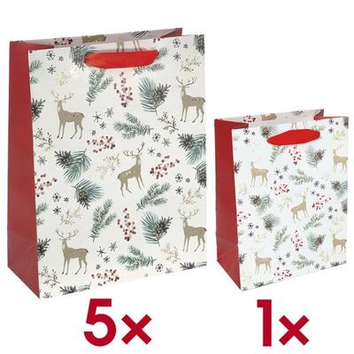 Sigel 5er-Pack Weihnachts-Geschenktüten 26 x 33 cm inkl. 5er-Pack Weihnachts-Geschenkt, 26x33x12 cm Image
