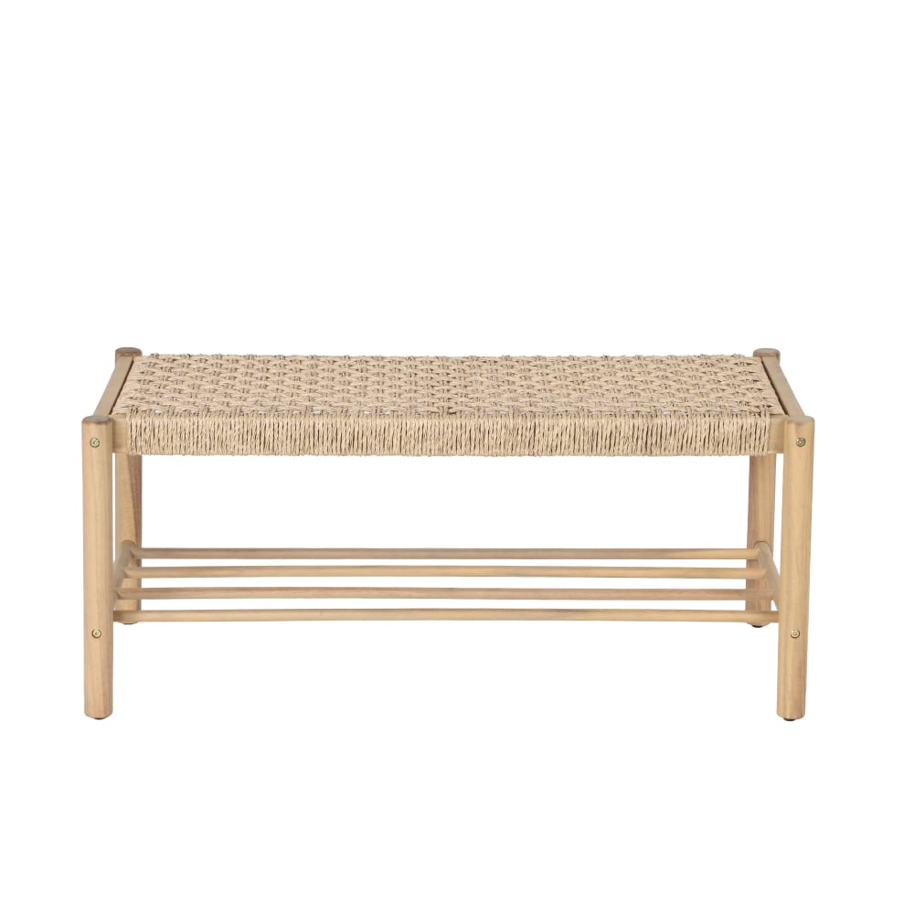 Banc intérieur et extérieur en bois d'acacia et osier