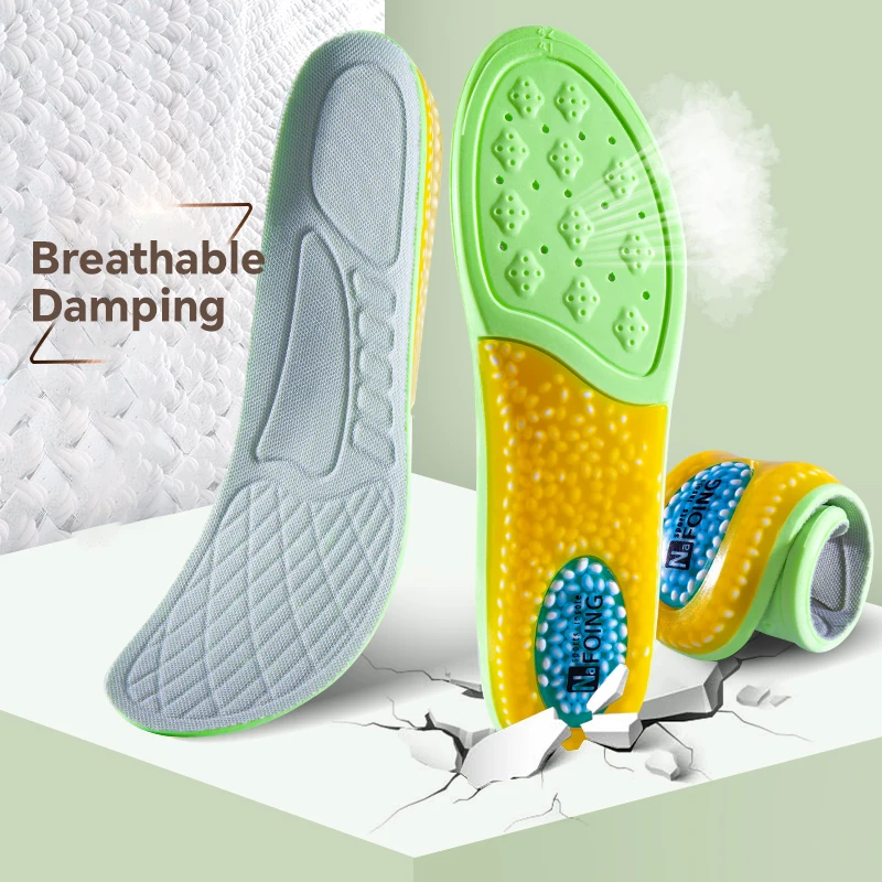 Sport-Einlegesohlen für Schuhe, 5D-Massage, weiches Deodorant, atmungsaktiv, stoßdämpfend, gepolstert, Laufsohlen für Füße, Männer und Frauen Image