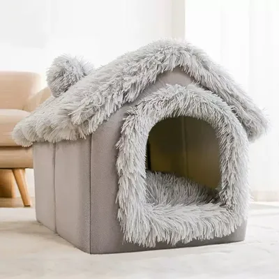 Dog House Indoor Foldable Dog House Kennel Bed Mat with Cushion for Small Medium Large Dogs Cats Warm Cat Nest Puppy Cave Sofa