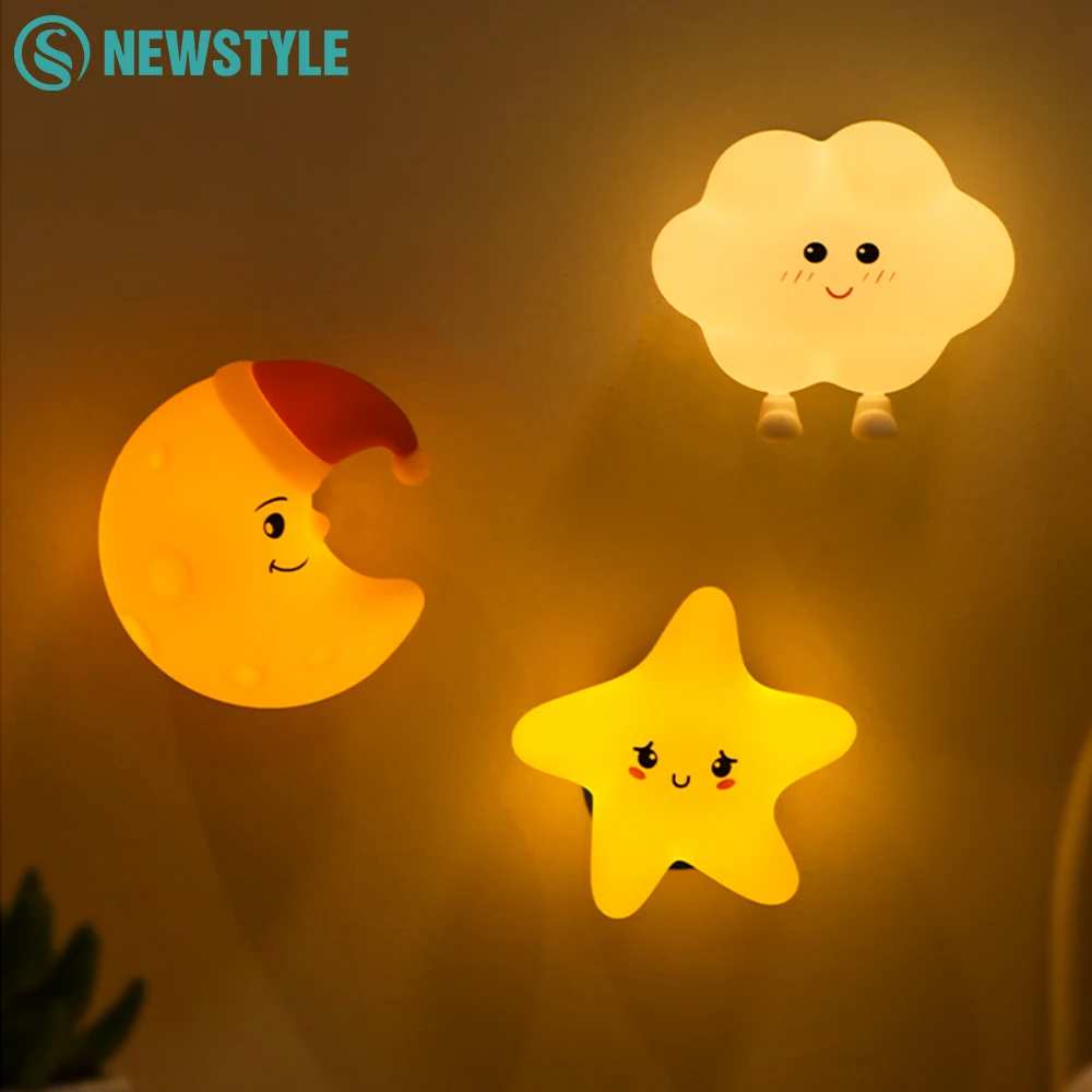Neuheit LED Stern Wolke Silikon Nachtlicht Kindergarten Schlafen Wand Lampe Wiederaufladbare Neben Lampe Für Baby Schlafzimmer Dekor