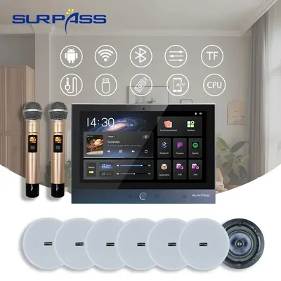 Smart Home Android Bluetooth WiFi Wand Verstärker Audio PA Koxial Decke Lautsprecher Drahtlose Mikrofon Karaoke Stereo Musik Combos Image