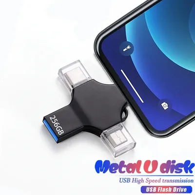 Für IPhone High Speed USB3.0 Flash Drive 256GB 128GB 64GB Photo Stick 4in1 Thumb Memory Stick Pendrive für IPhone Android TYPE-C Image