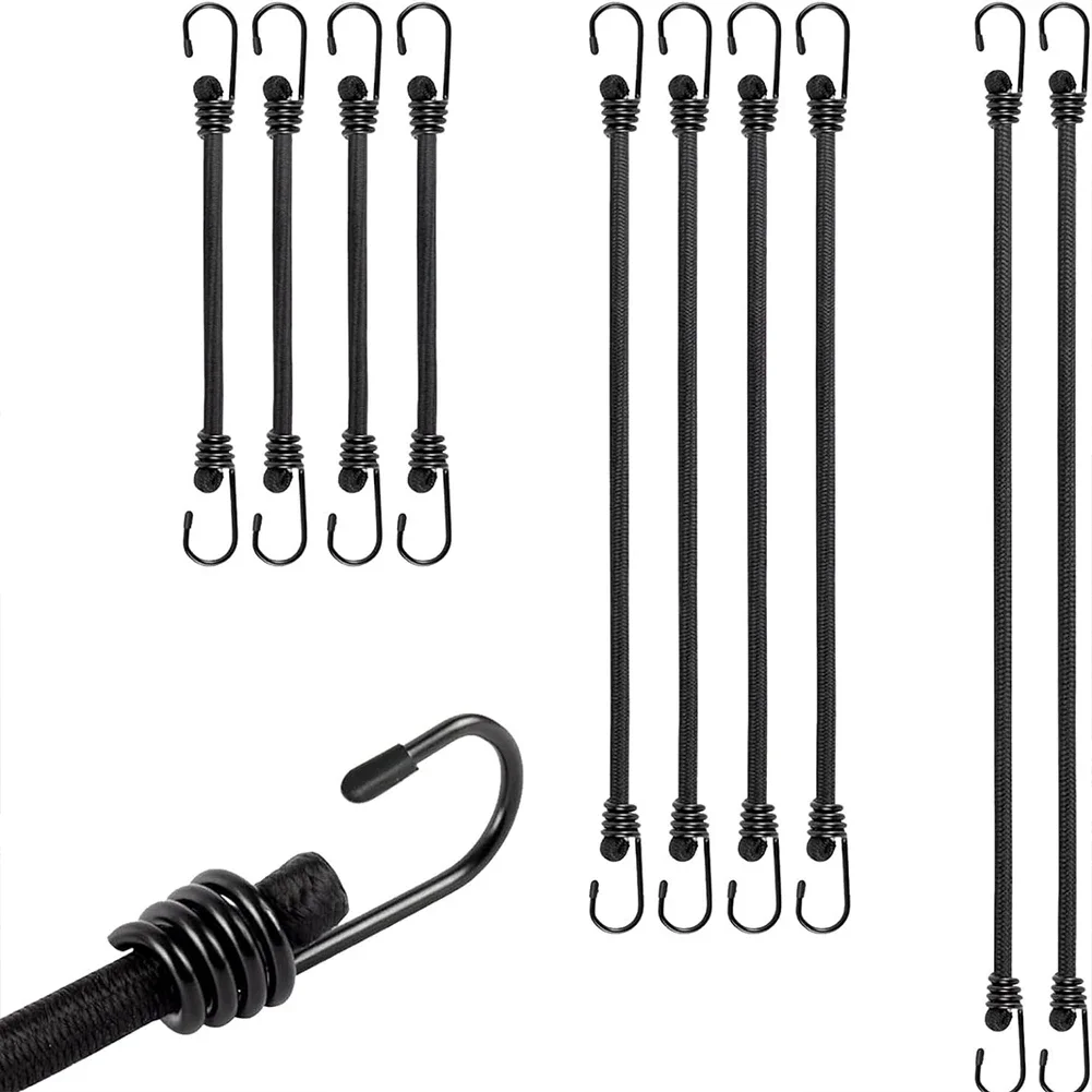 10-teilige Bungee-Seile mit Haken, robuste elastische Bungee-Gurte für den Außenbereich, Bungee-Seil zur Sicherung von Planen, Gepäck, Zelte, Fahrräder Image