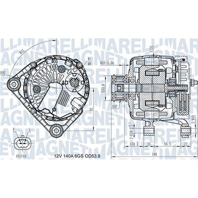 Magneti Marelli Generator [Hersteller-Nr. 063731406710] für Chevrolet, Opel, Saab Image