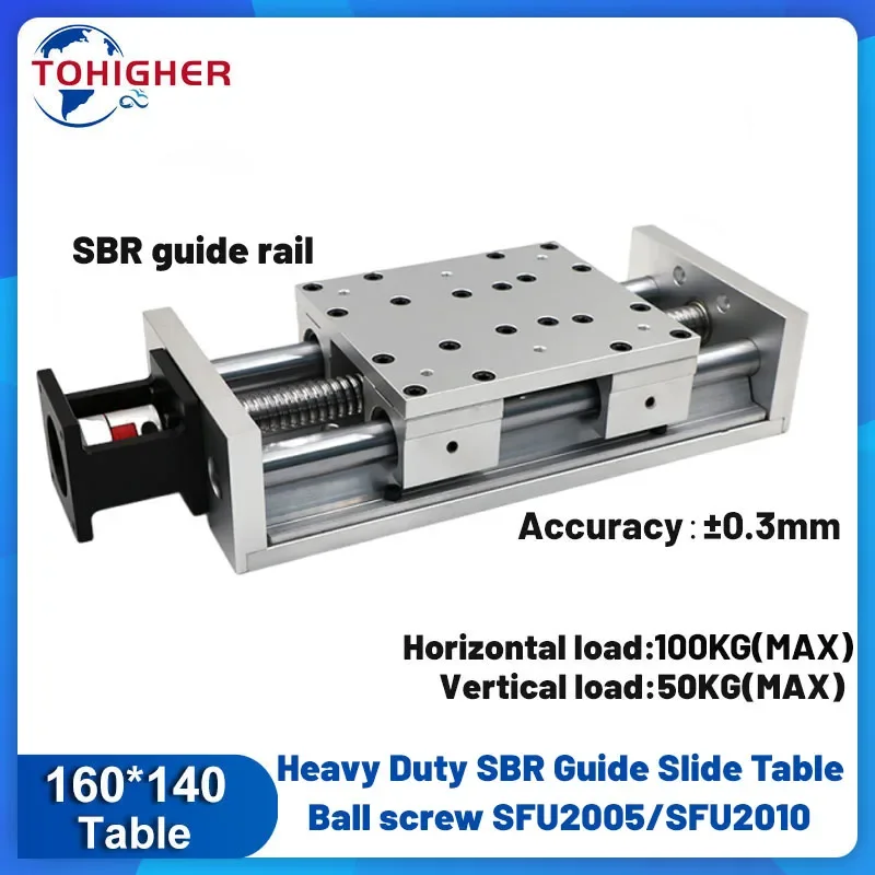 140 mm breite Aluminium-Schiebetischlast 100 kg Kugelumlaufspindel SFU2005/SFU2010/SFU2020 Präzisions-CNC-SBR-Linearführung XYZ-Schiebetisch