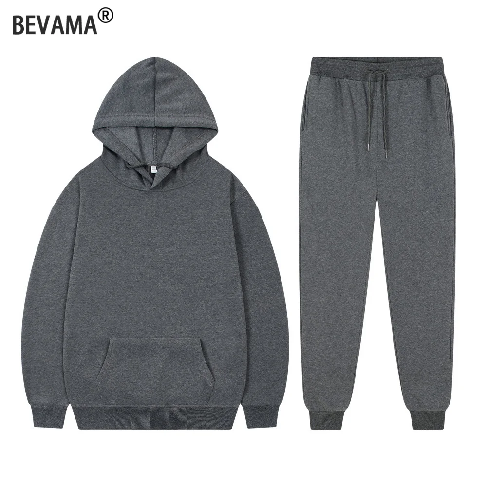 Männer Herbst Winter Fleece Hoodies Set Mit Kapuze Sweatshirts und Jogger Hosen Hohe Qualität Männlich Täglich Casual Sport Warm Anzug Image