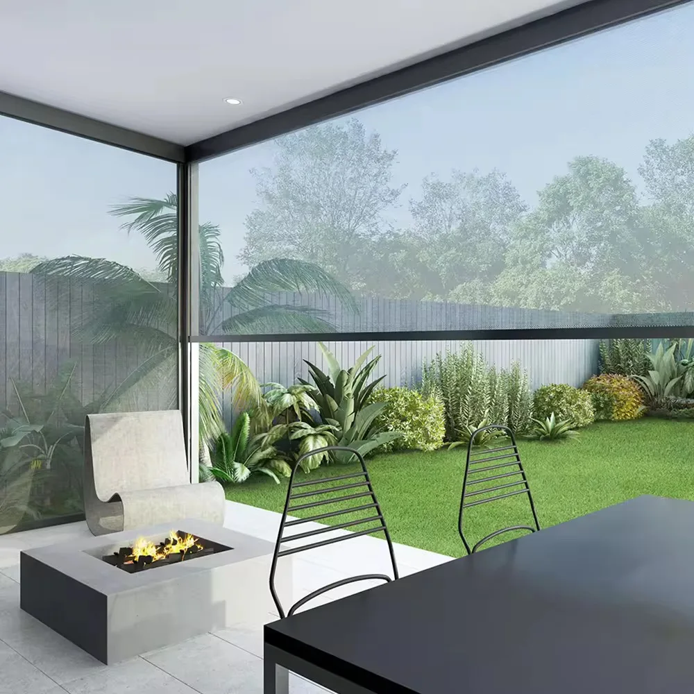 Elektrische wasserdichte Outdoor-Rollos mit Reißverschluss, Balkon, Café, Esszimmer, USA, Kanada, Großbritannien, Australien Image