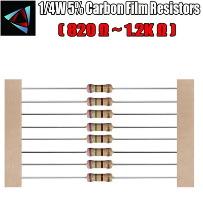 100 stücke 1/4W 5% Carbon Film Resistor 820 910 1K 1,2 K ohm Image