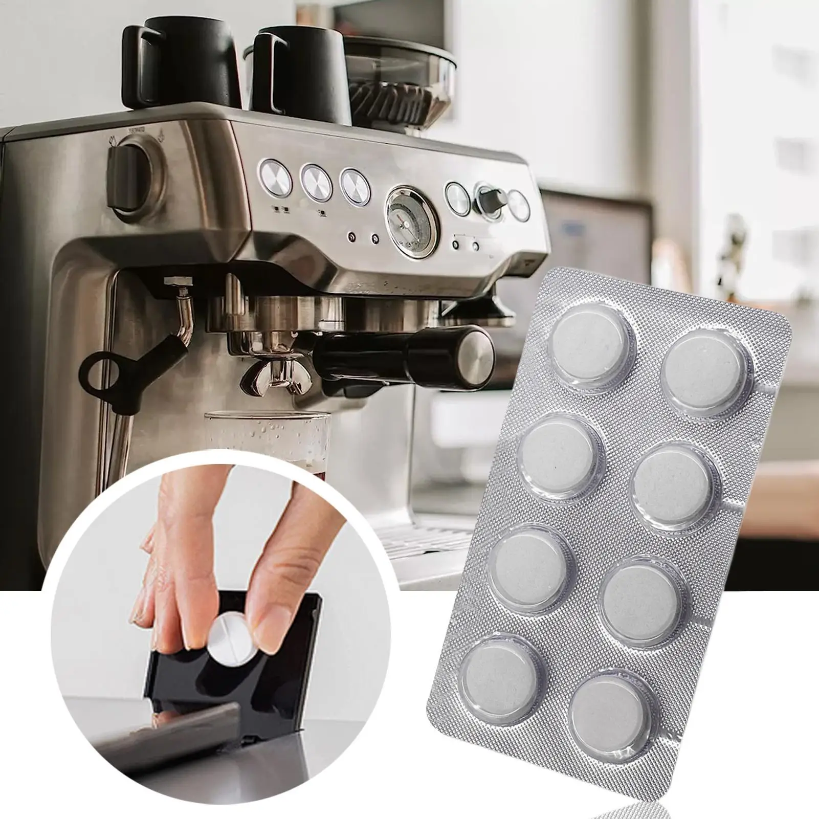 8 stücke Kaffeemaschine Reinigung Tablet Universal Espressos Gerät Entkalker Tabs Entfernen Rohr Fett, Skala Und Rückstände Reinigung Pille Image