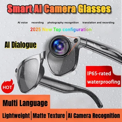 4K HD AI Smart Glasses Multifunctional Bluetooth Call Voice Assistant Control Smart Sports Wearable Camera Glasses 2025