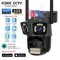 Telecamera WiFi 4K 8MP Telecamera esterna Zoom 10X Telecamera di sicurezza PTZ a tre obiettivi IP AI Rilevamento umano Protezione di sicurezza Sorveglianza iCsee