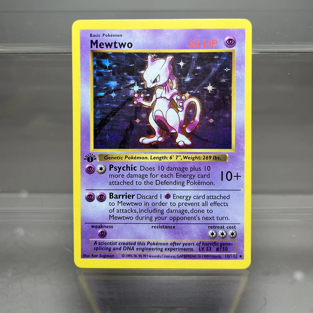 PKM Carte Singole 1a Edizione 1996 Mewtwo Charizard Dragonite Zapdos PTCG Carte Foil Set Base Collezione di Giochi PKM Proxy Card