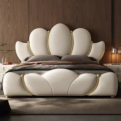 Headboard Modern Double Bed King Size Frame Queen Full Leather Bed Twin Lit Luxury Wooden Cama Matrimonial Bedroom Furniture