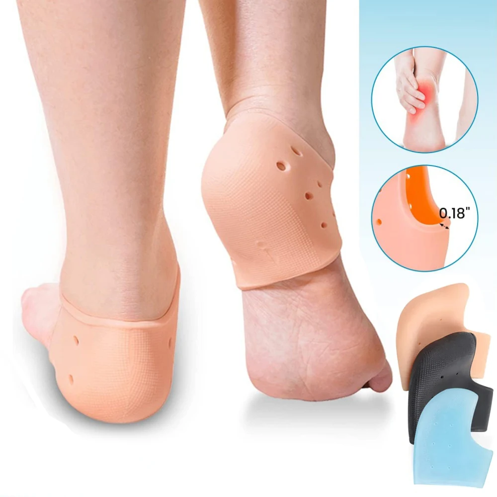 Fersenkissen für Fersensporn, rissiges Gel, Fersenschutz, Plantarfasziitis, Schmerzlinderung, Sehnenentzündung, Fußpflege, feuchtigkeitsspendende Ärmel Image