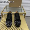 Top Qualität Damen Trendy Casual Tennisschuhe Luxus Herren Echtleder Sneakers 35-48 Designr Niet Rote Sohle Liebhaber Schuhe M0055