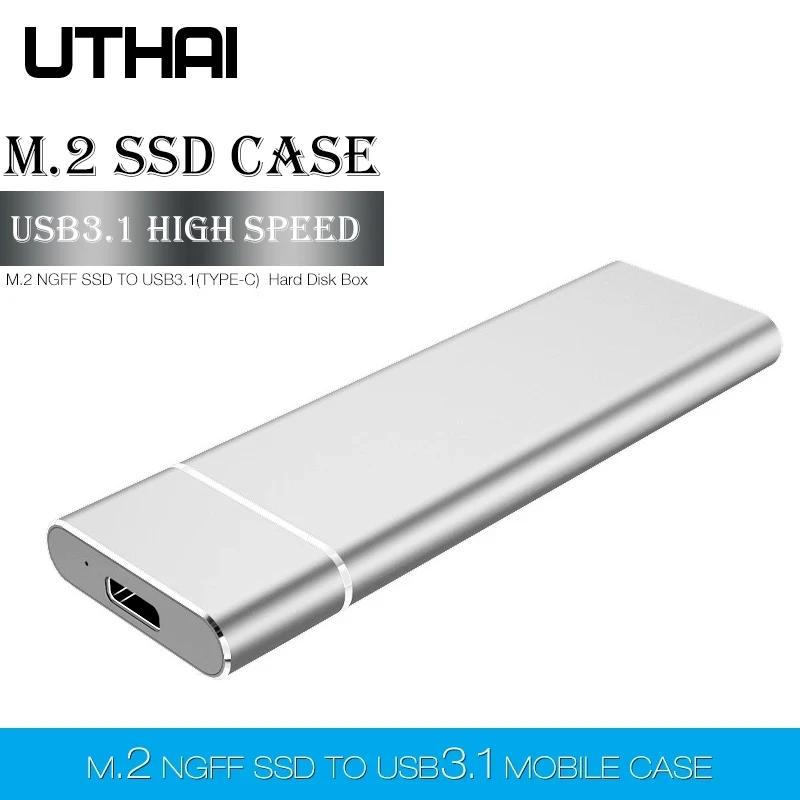 UTHAI T24 USB3.1 Typ C auf M.2 NGFF SSD-Gehäuse M2 auf USBC Mobile Festplattenbox HDD-Gehäuse für 2230/2242/2260/2280 M2 mit Kabel Image