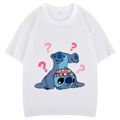 Disney Stitch and Scrump Best Friend Print Kurzarm-T-Shirt Damenmode Sommer Lässig Täglich Bequem Basic Top Cool