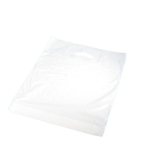 Pack4Food24 500 Grifflochtragetaschen DKT Tragetaschen LDPE weiß extrastark 50my 38+5x45cm Image