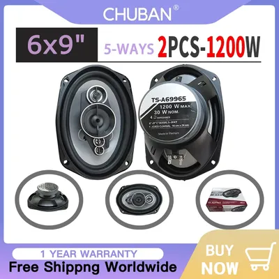 2400W 5-way 6X9 inch Coaxial Audio Speaker System Kit, 2PCS 1200W Each, High Fidelity Car Mounted for Customized Vehicles