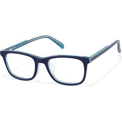 Zenni Boys Rectangle Glasses Blue Plastic Full Rim Frame