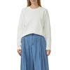 Sweatshirt S.OLIVER, Damen, Gr. 46, beige (ecru), Sweatware, Obermaterial: 50% Baumwolle, 50% Polyester, unifarben, casual, relaxed fit normal, Rundhals, Langarm gerader Abschluss, Sweatshirts, mit Rippblende