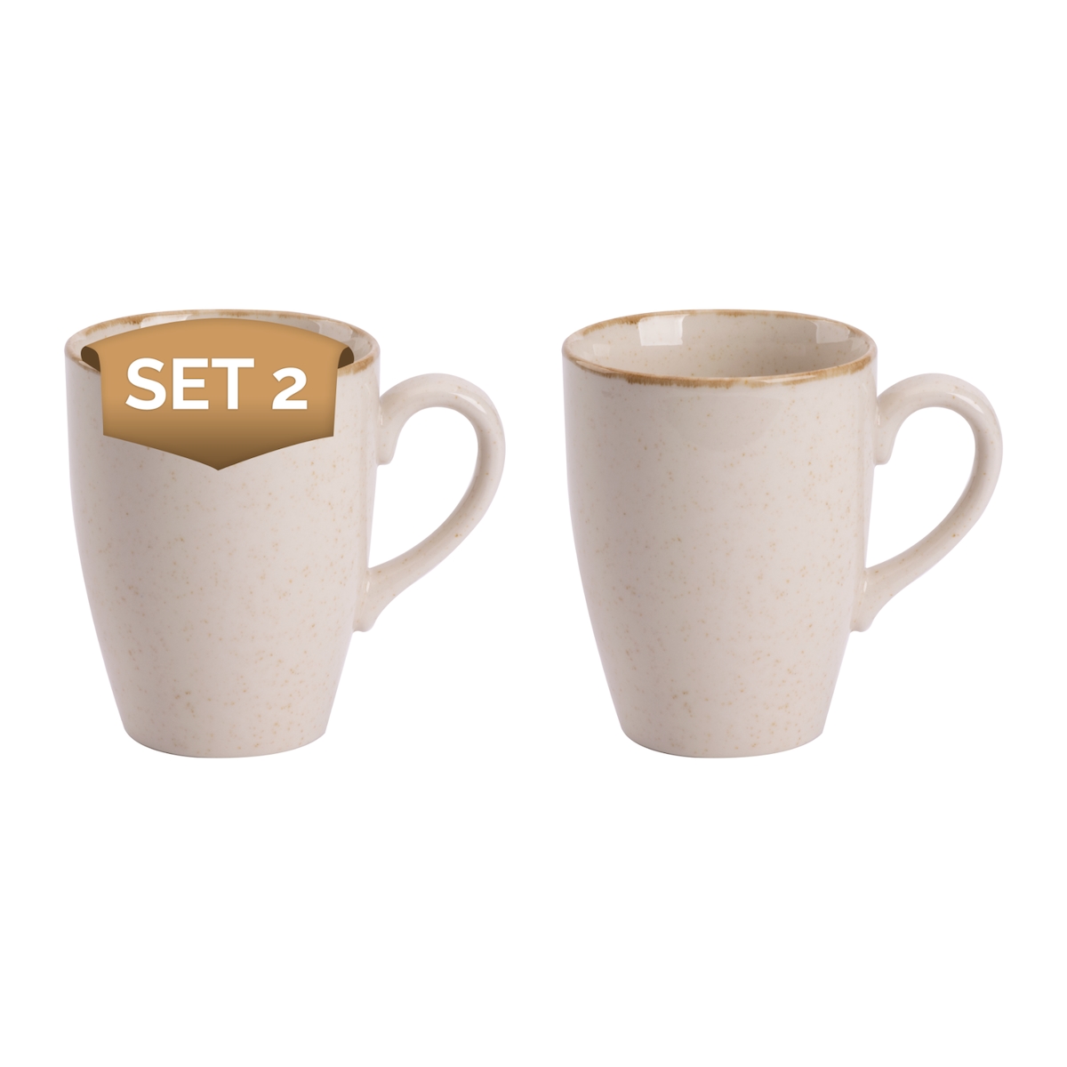 palmer Antigo crème Kaffeebecher 2er-Set, Porzellan, 30 cl, 10,5 cm hoch, Oberfläche glänzend mit fein brauner Umrandung Image