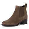 Chelseaboots TAMARIS, Damen, Gr. 42, grau (taupe), Veloursleder, Elastischer Einsatz, used, unifarben, klassisch, Schuhe, Blockabsatz, Stiefelette, Businessschuh in schmaler Form