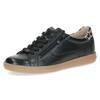 Sneaker CAPRICE, Damen, Gr. 38,5, schwarz (schwarz, leo), Nappaleder, sportlich, Schuhe, Freizeitschuh, Halbschuh, Schnürer mit Außenreißverschluss