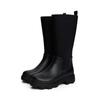 Gummistiefel TOMMY HILFIGER "FLAG LONG RAINBOOT WARM LINING", Damen, Gr. 38, schwarz, Textil, Gummi, modisch, Schuhe, Blockabsatz, Langschaftstiefel mit elastischem Schaft