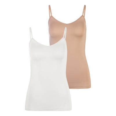 Unterhemd LASCANA, Damen, Gr. 36/38, N-Gr, beige (sand, creme), Obermaterial: 94% Modal (TENCEL), 6% Elasthan, unifarben, basic,casual, V-Ausschnitt, ärmellos, Unterhemden, Spaghettiträger-Top, Unterziehshirt Image