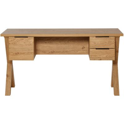 Schreibtisch JAHNKE "X-CLUB D 15", braun (montana eiche, montana eiche, montana eiche), Tische, B/H/T: 146cm x 76,2cm x 59cm,montana eiche, große Arbeitsfläche, stabiles X-Gestell, Stauraum, Breite ca. 146 cm, B:146cm H:76,2cm T:59cm Image