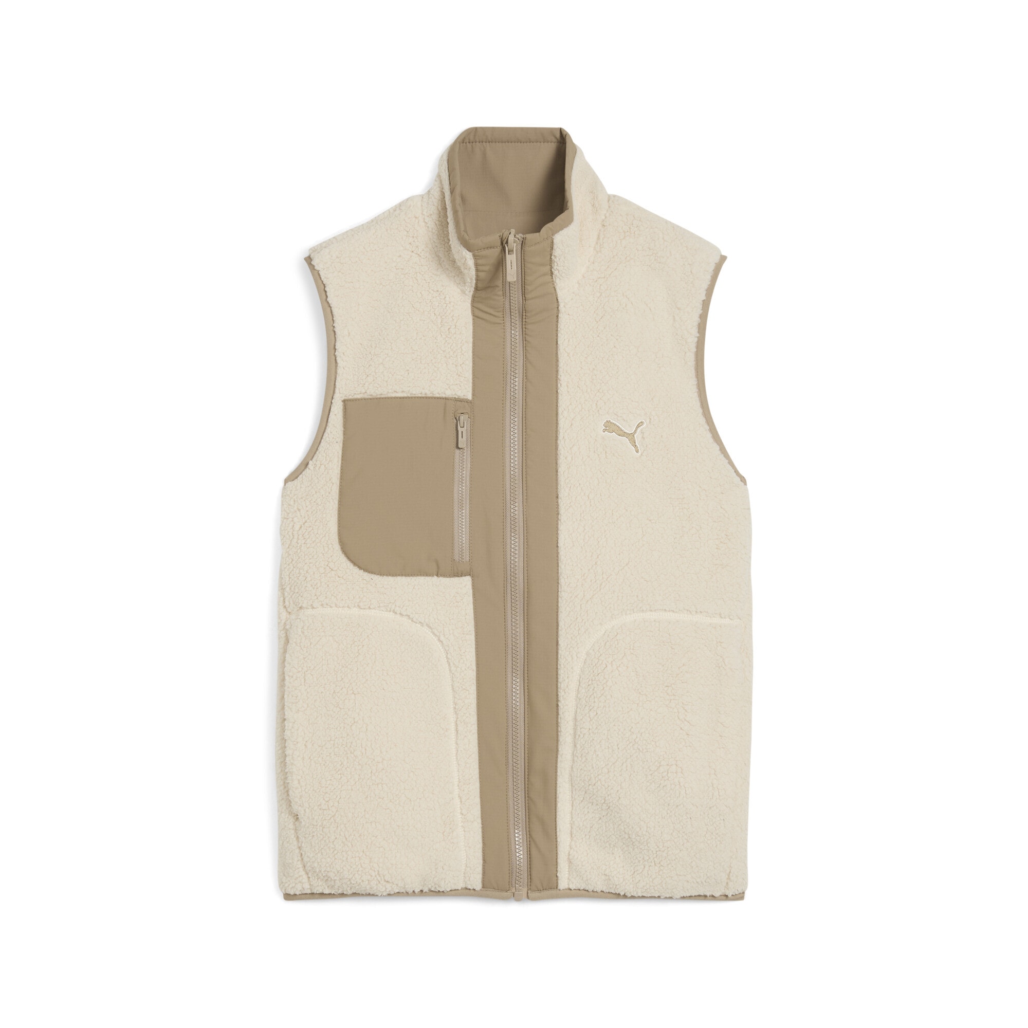 Funktionsweste PUMA "Hybrid Sherpa Wendbare Weste Damen", Damen, Gr. XS, weiß (alpine snow weiß), Innenmaterial: 100% Polyester; Außenseite: 100% Polyester; Taschenfutter: 100% Polyester, Westen Image