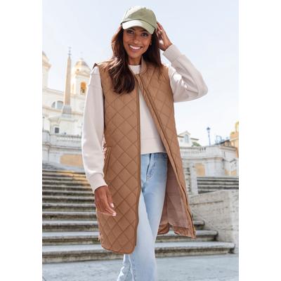 Longweste FRENCH CONNECTION, Damen, Gr. XS (32/34), braun, Obermaterial: 100% Polyester, unifarben, modisch, gerade wadenlang, Westen, mit weit geschnittene Schultern Image