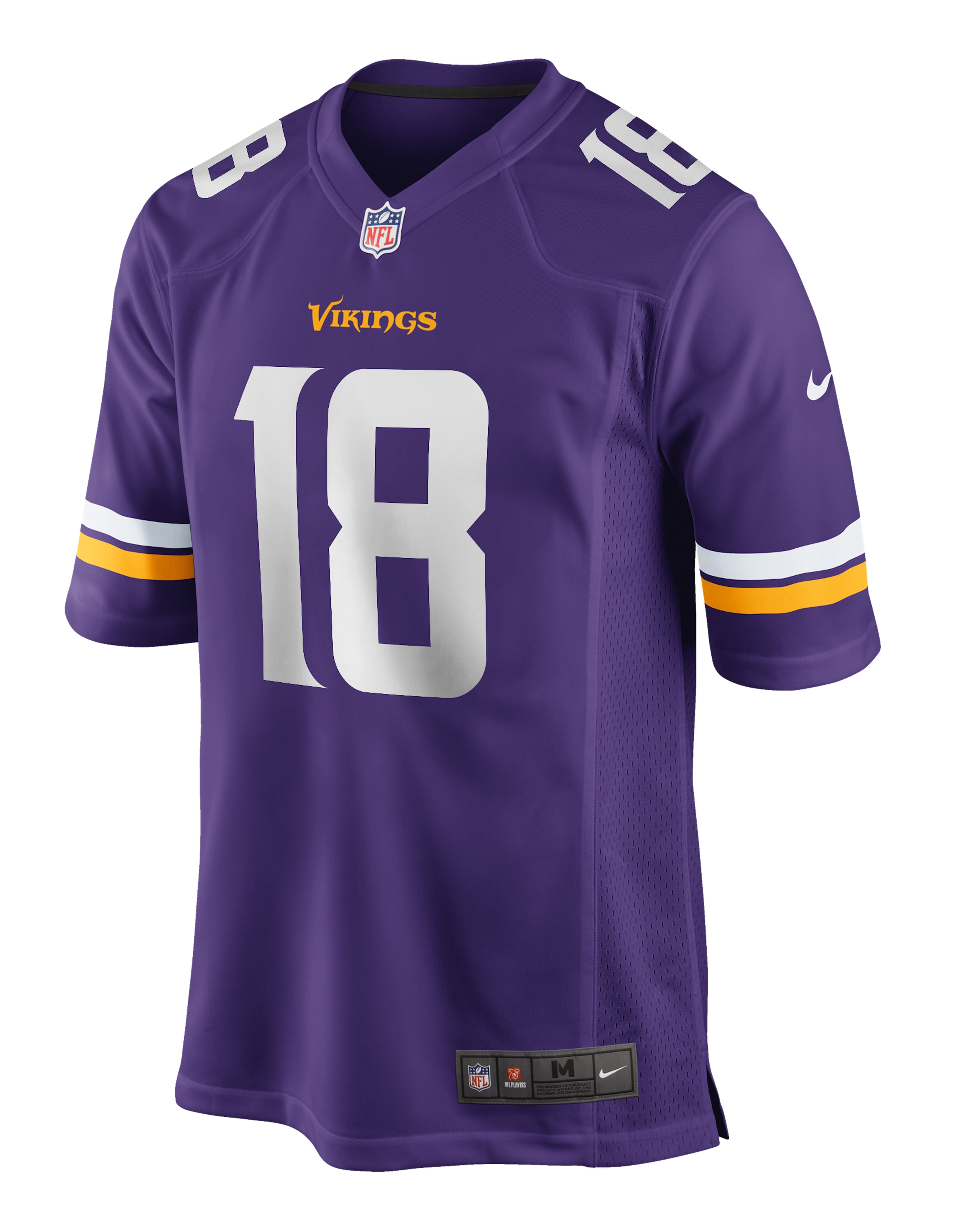 Footballtrikot NIKE "Nike Trikot Minnesota Vikings NFL Home Jersey Jefferson 18", Herren, Gr. L, lila (mehrfarbig), 100% Polyester, Trikots